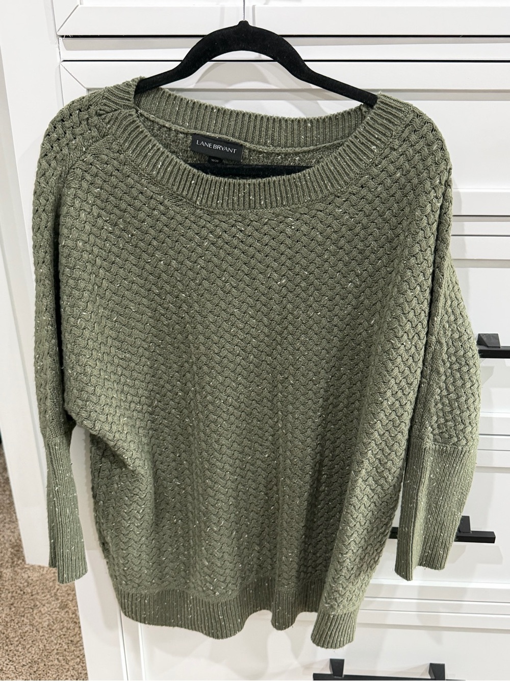 Lane Bryant Olive Cable-Knit Crew Sweater 18/20